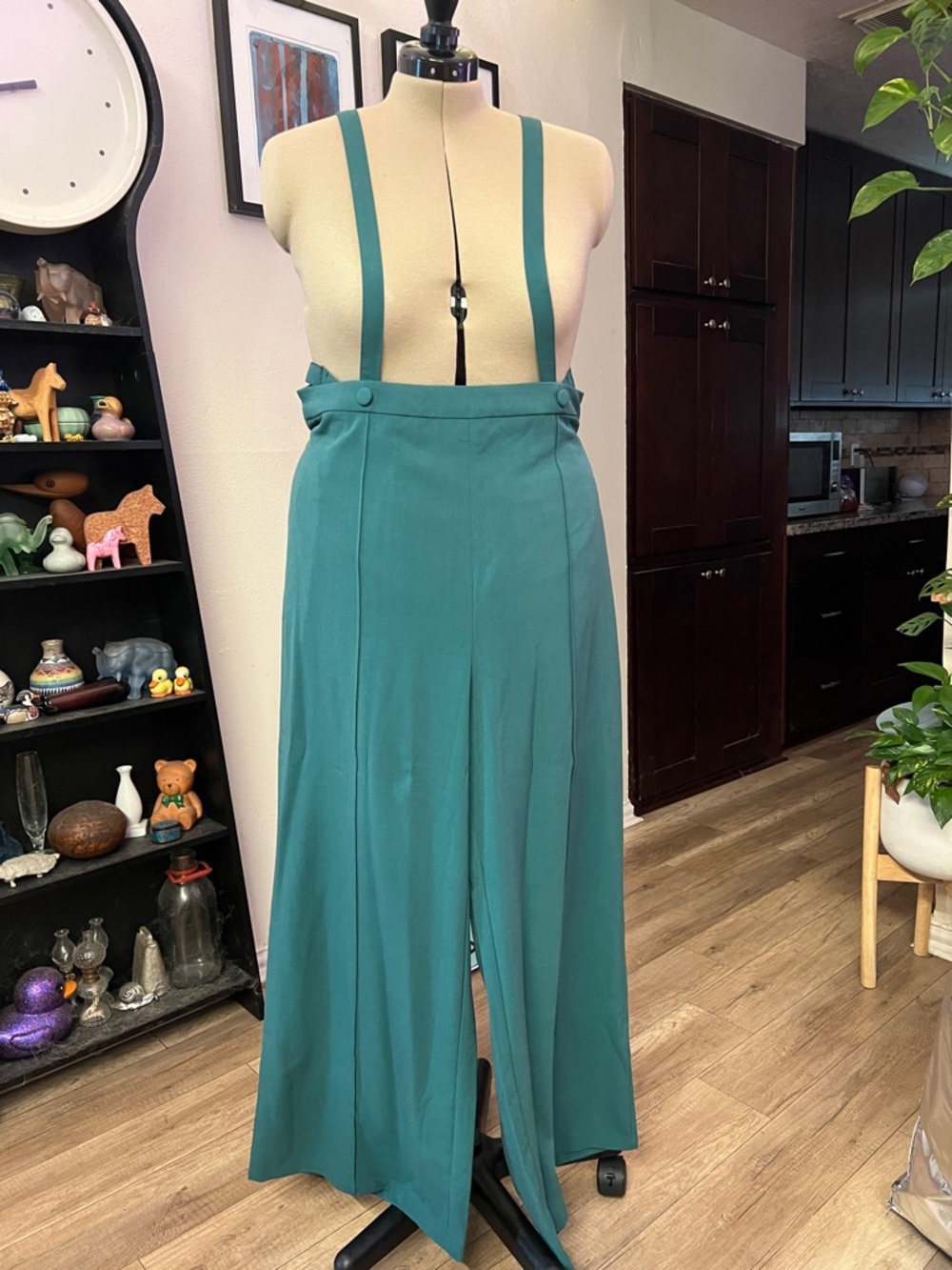 ModCloth Dark Green Suspender Trousers